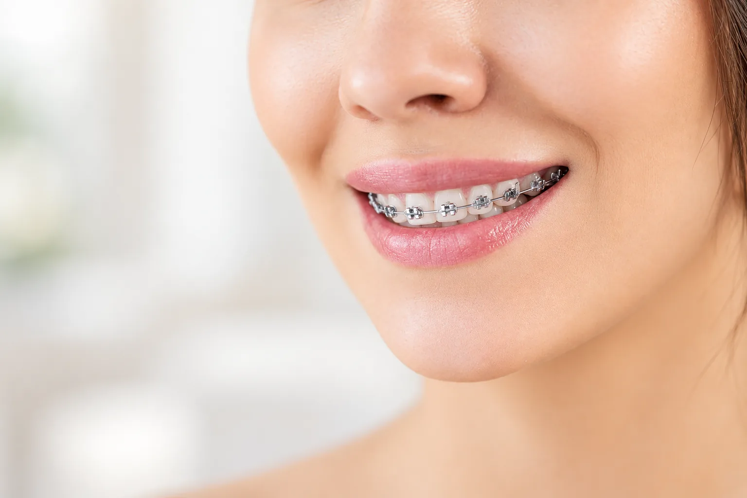 A smile with metal braces