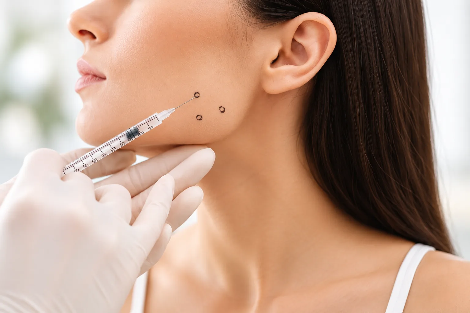 A clinician treating the jaw area