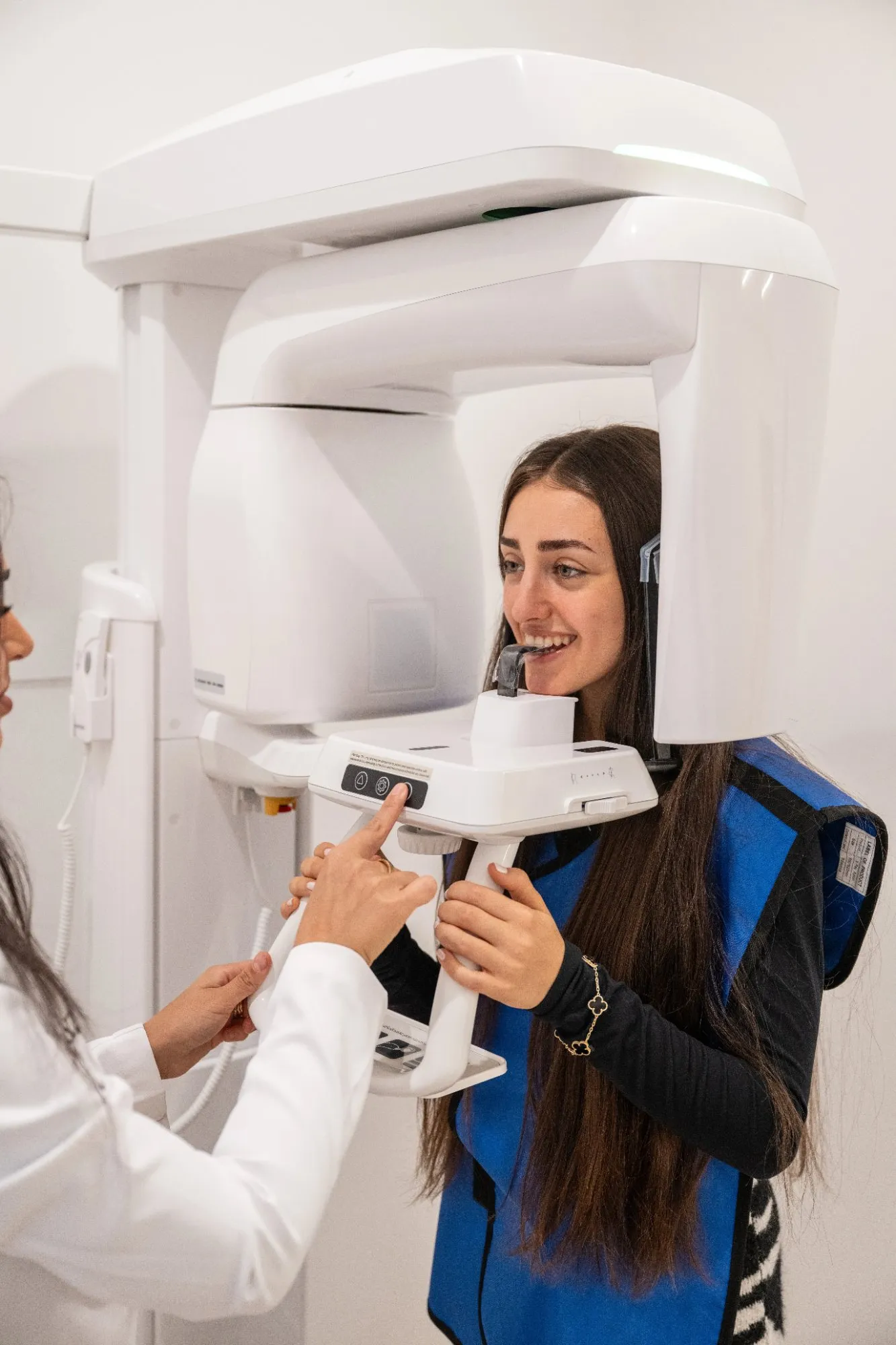 A patient positioned for a digital X-ray at SC Orthodontics